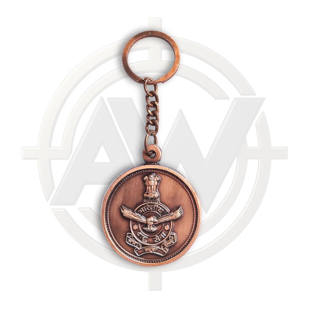 Indian Air Force Emblem Antique Brass Keychain