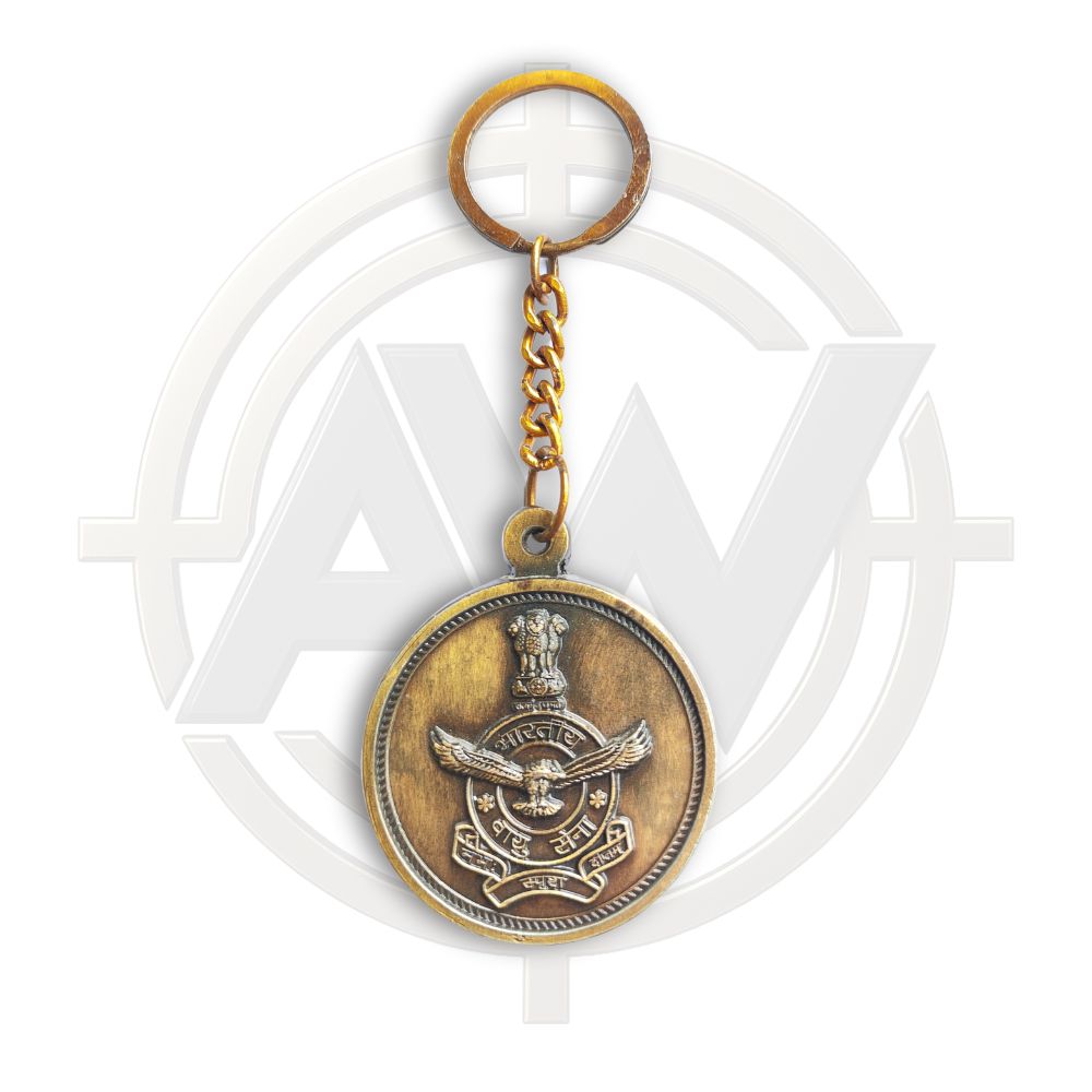 Indian Air Force Emblem Antique Brass Keychain