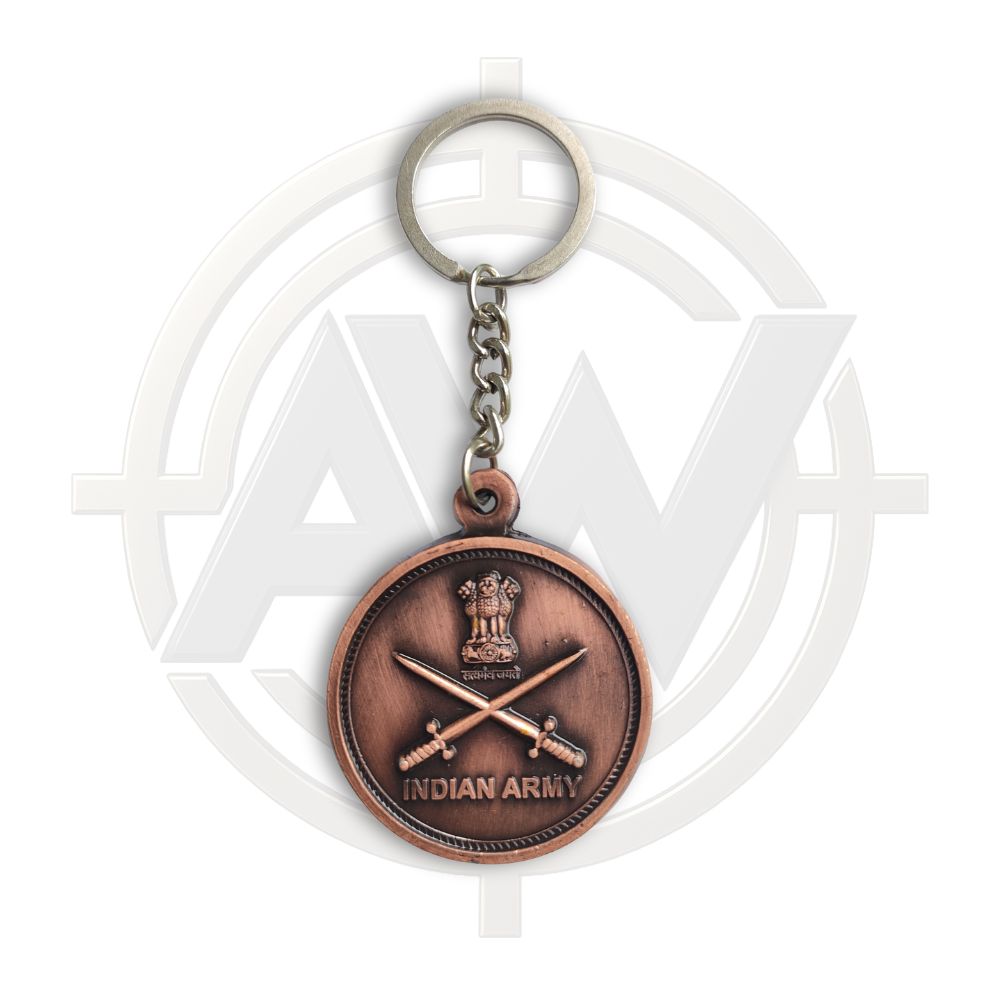 Indian Army Emblem Antique Brass Keychain