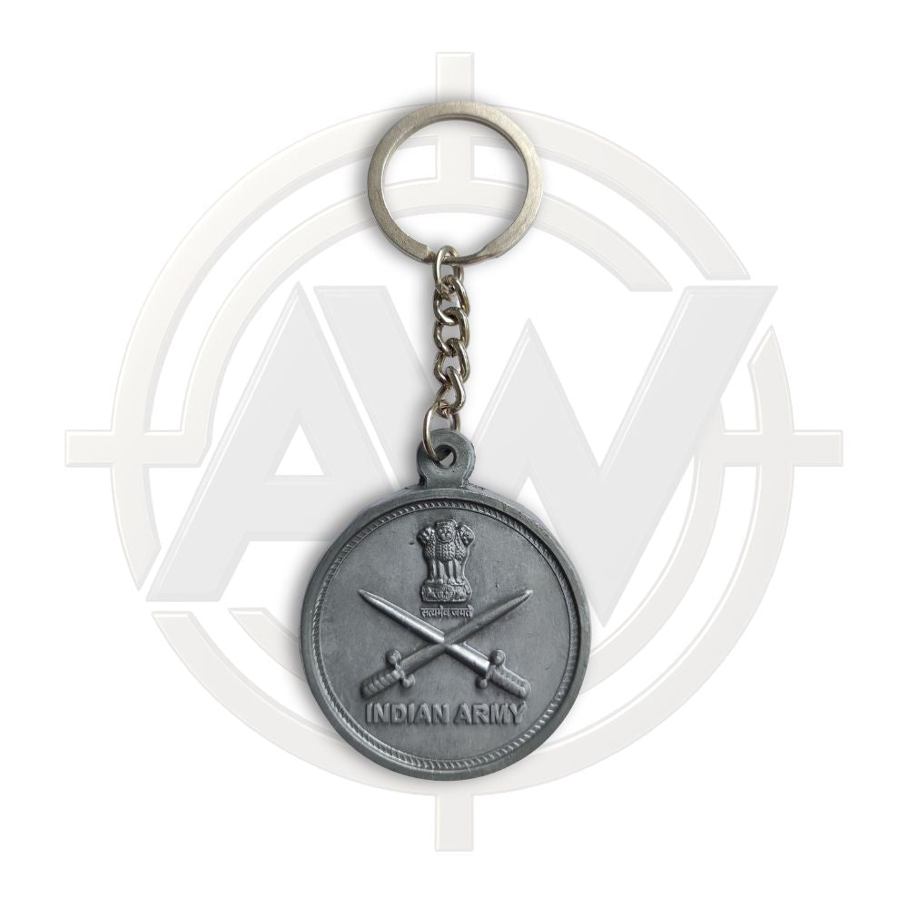 Indian Army Emblem Antique Brass Keychain