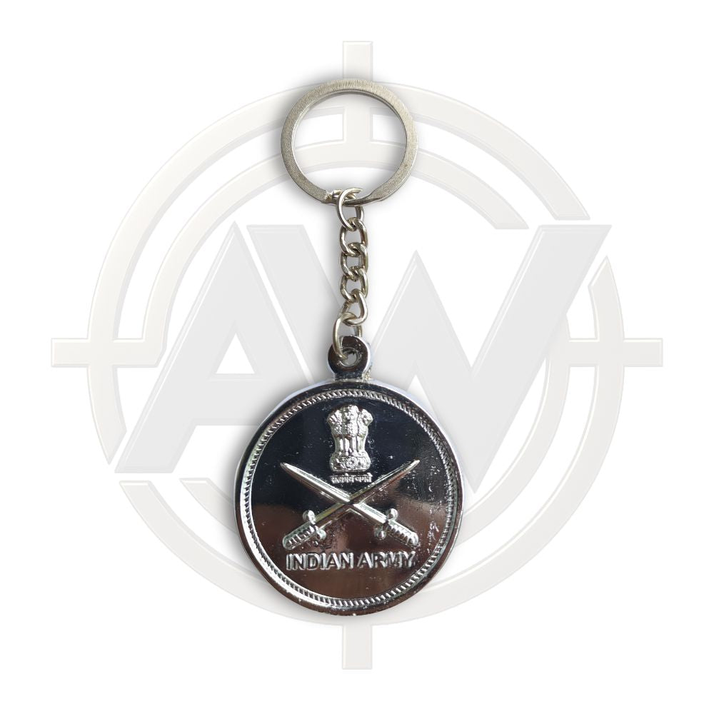 Indian Army Emblem Antique Brass Keychain