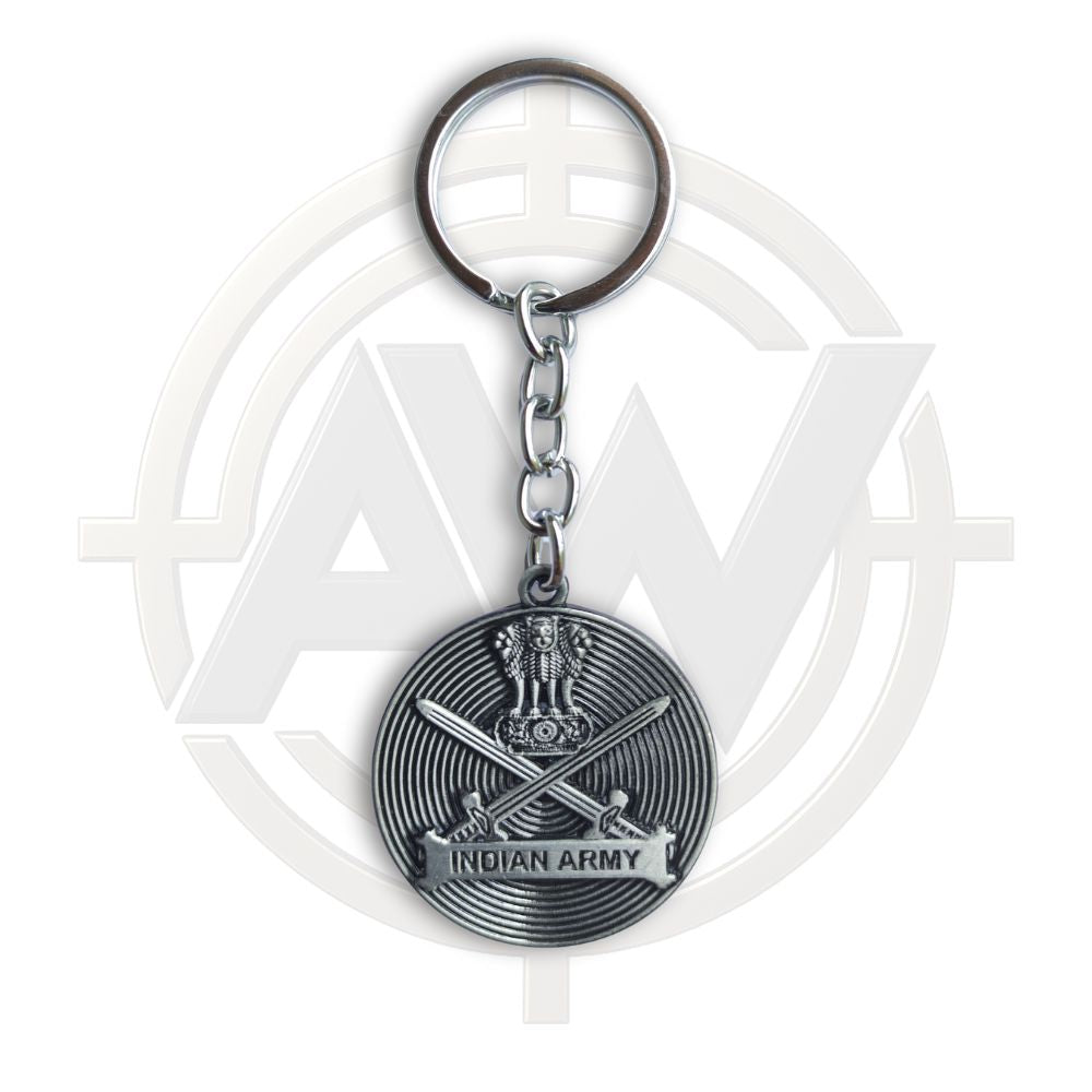 Indian Army Emblem Antique Round Keychain