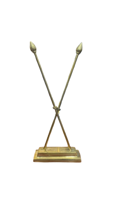 BRASS  DOUBLE TABLE FLAG STAND 14"