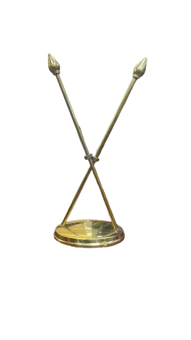 BRASS DOUBLE TABLE FLAG STAND 12"