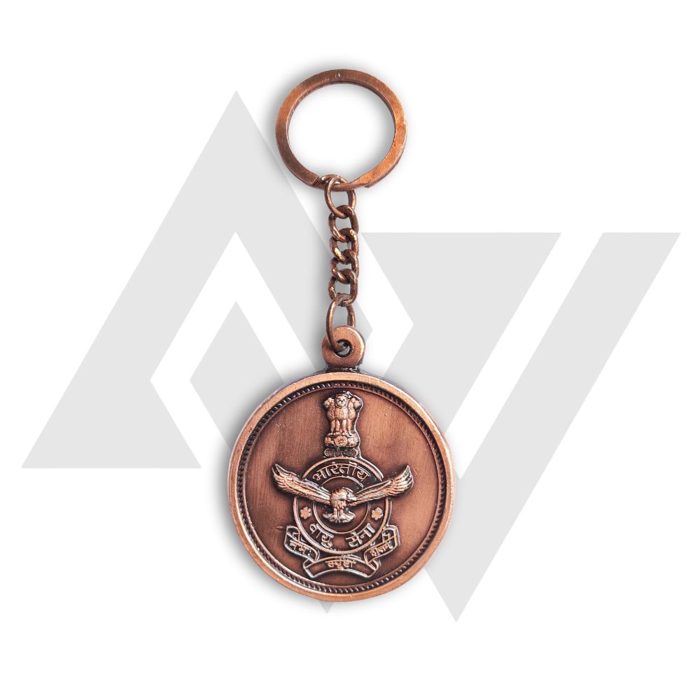 Indian Air Force Emblem Antique Brass Keychain