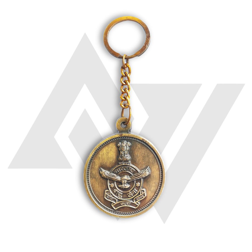 Indian Air Force Emblem Antique Brass Keychain