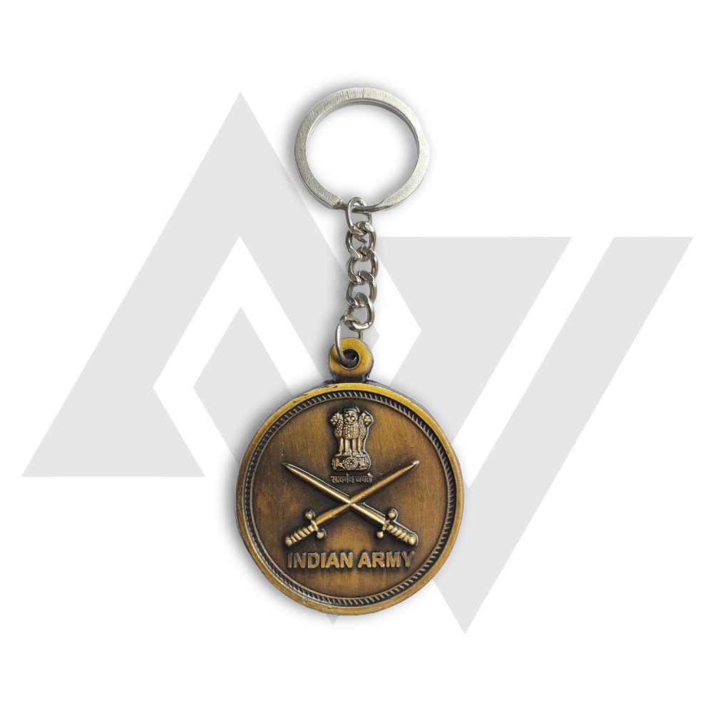 Indian Army Emblem Antique Brass Keychain