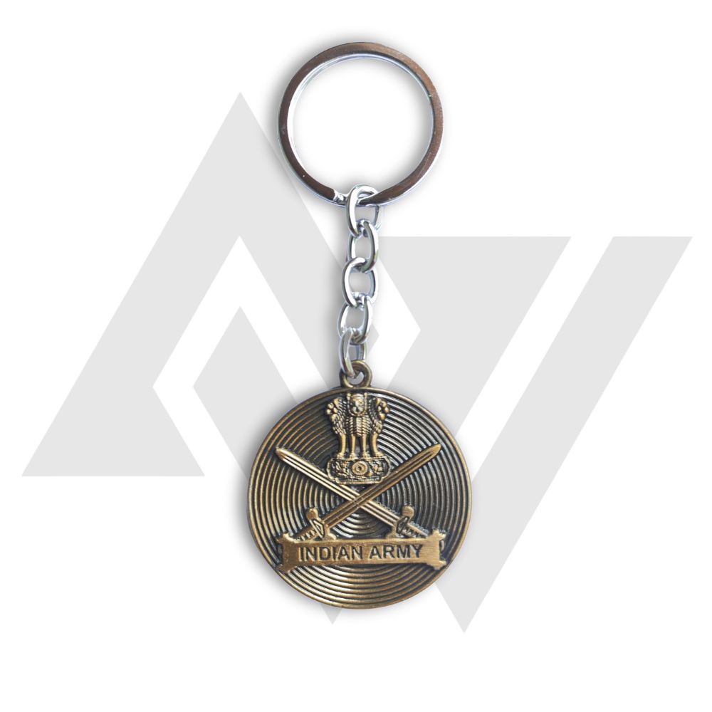 Indian Army Emblem Antique Round Keychain