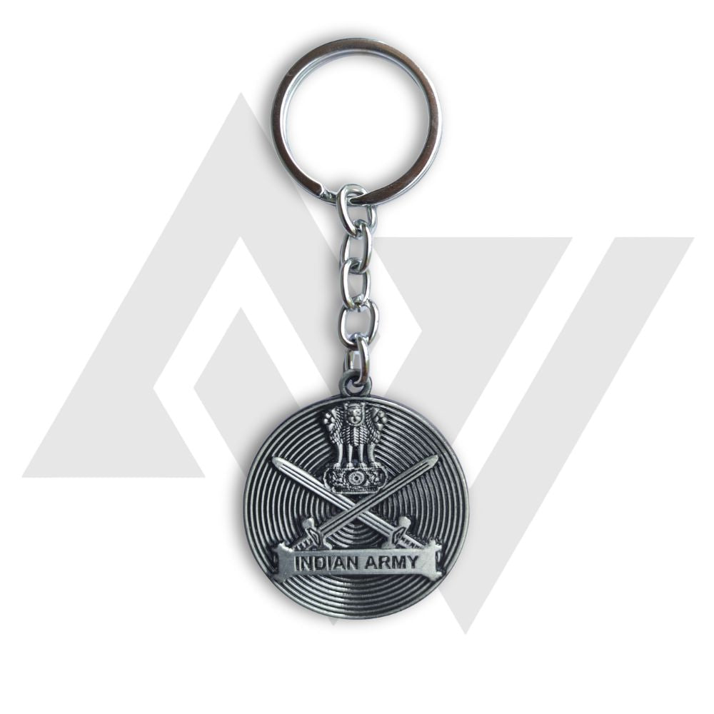 Indian Army Emblem Antique Round Keychain