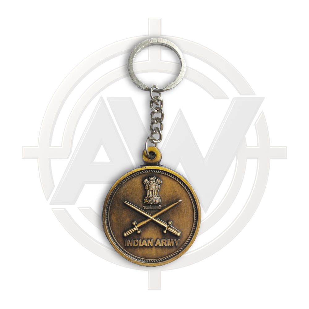 Indian Army Emblem Antique Brass Keychain