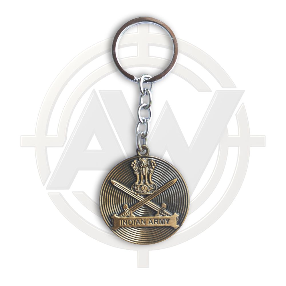 Indian Army Emblem Antique Round Keychain
