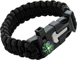 Tactical Wrist Band With Flint, Compass & Whistle