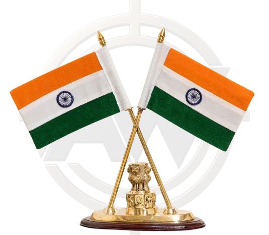 Brass Flag Table Stand with 4D Ashoka