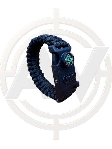 Tactical Wrist Band With Torch, Flint, Whistle & Compass